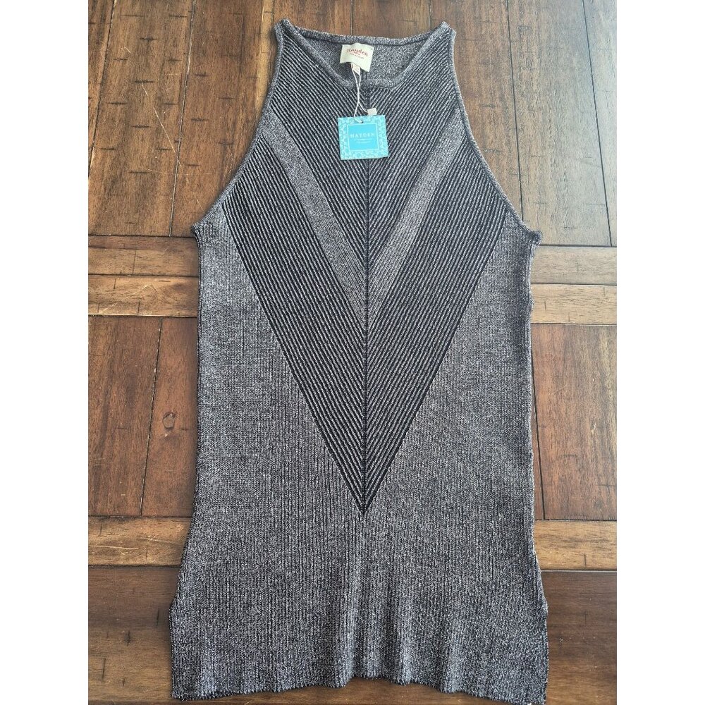 Hayden Los Angeles Black & Grey Sleeveless Chevron Knit Top XL